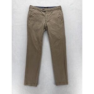 Ted Baker Pants Mens 31R Brown Khaki Stretch Chino Slim Fit Flat Front Casual